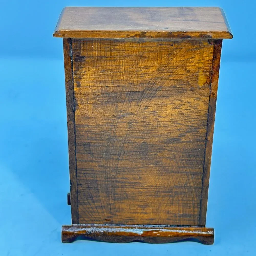 Vintage Miniature Wooden Cabinet Dollhouse Glass Door Hutch Display Case Drawer